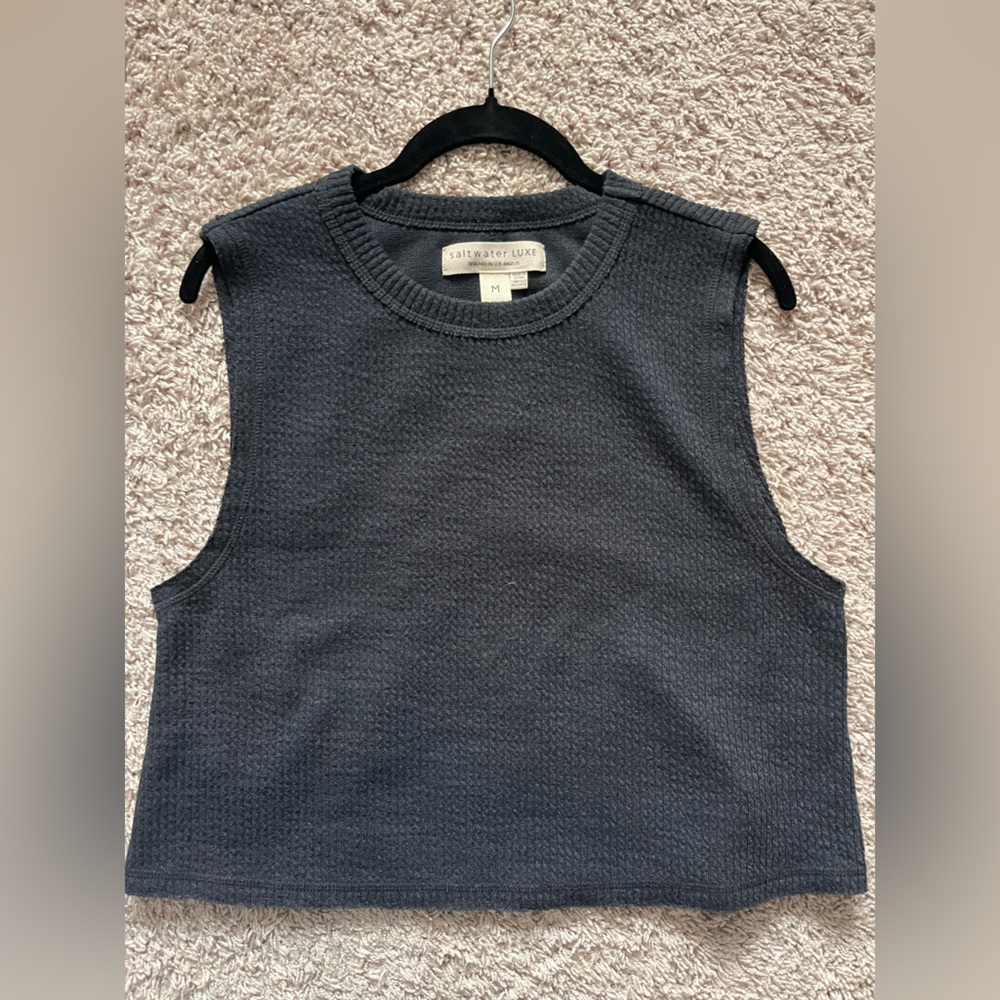 saltwater LUXE Soft Navy Sleeveless Knit Crop Top